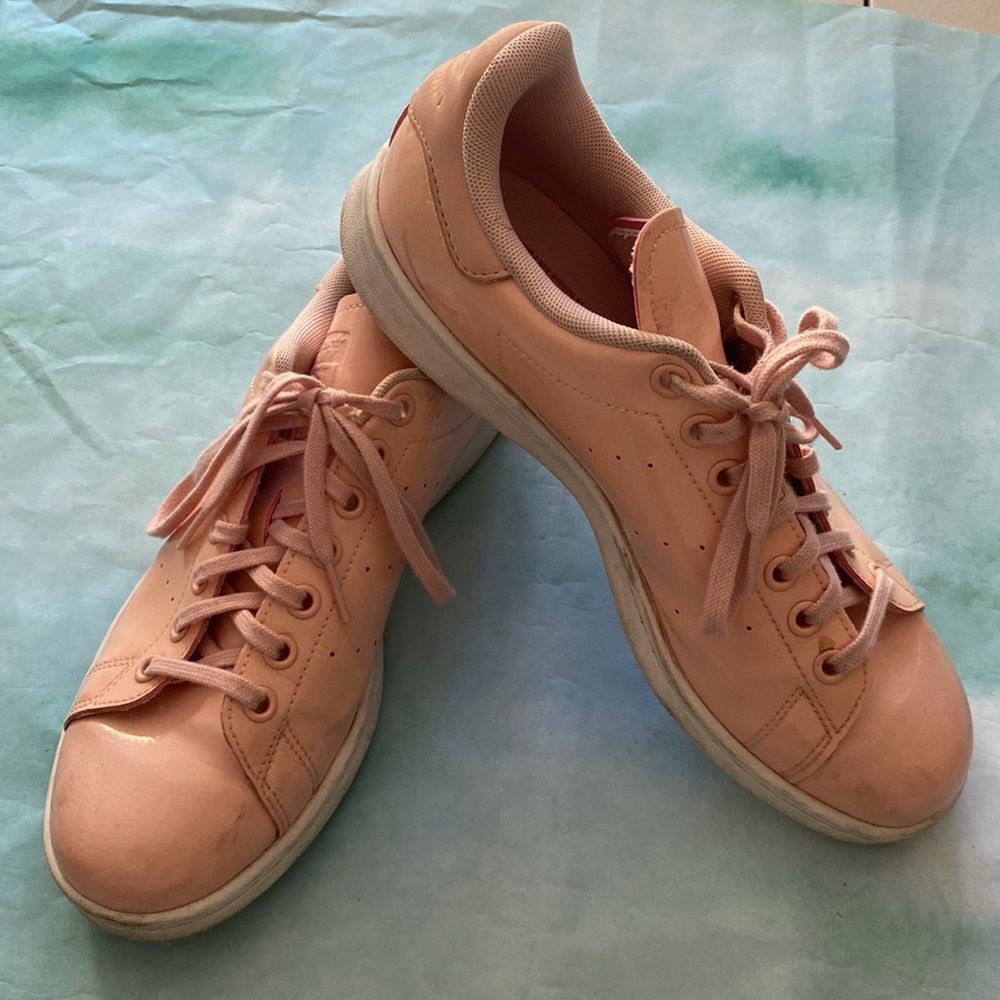 Adidas Stan Smith pink patent leather.